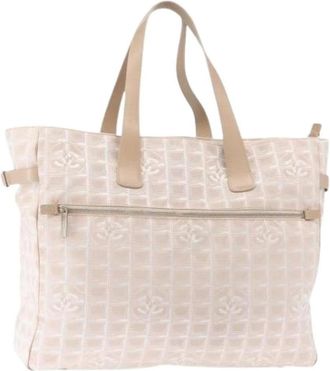 Chanel Pre-owned Tote Bags, female, Beige, Size: ONE SIZE Pre-owned Nylon Tote Bag