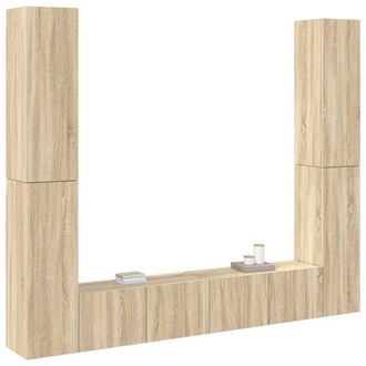 Berkfield Home Practical 6 Piece TV Cabinet Set Sonoma Oak Engineered Wood in Light Oak