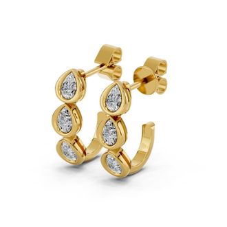 Diamond2Deal 18k Vermiel Plated Silver 0.96 Ct Pear Lab Grown Diamond J-Hoop Earrings