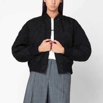 Jil Sander Womens Quilted Black Bomber viscose - Size EU 36 (Womens)