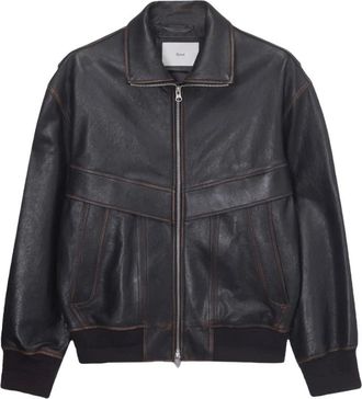 Dunst Stand Collared Leather Blouson - Heren - Leren en Su&egrave;de Jassen - Bruin - M - Leer - Jassen