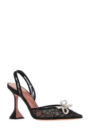Amina Muaddi Womens Black Lace Rosie Pumps Scarpe Con Tacco High Heel Shoes