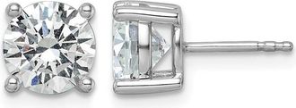 Diamond2Deal 14k White Gold 3 ct Round Lab Grown Diamond Stud Earrings VS Clarity, G-H Color