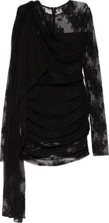 Andamane Xenia gedrapeerde mini-jurk met kant - Zwart