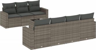 vidaXL Vidaxl - Set De Sof&aacute;s De Jard&iacute;n 8 Pzas Y Cojines Rat&aacute;n Sint&eacute;tico Gris