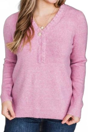 Staccato Penn Ruffle V-Neck Sweater In Pink