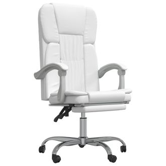 vidaXL Silla De Oficina Reclinable Cuero Sint&eacute;tico Blanco Vidaxl