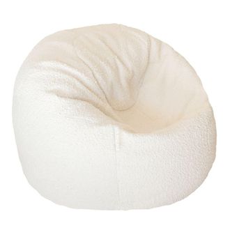 MX HOME Puf de lana rizada crema blanca XL