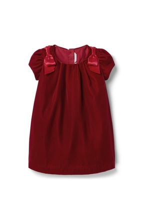 Janie and Jack The Velvet Shoulder Bow Dress in Red at Nordstrom, Size 18-24M