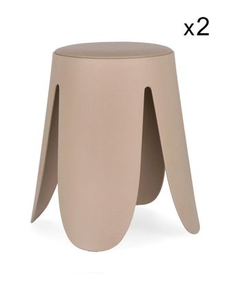 Konte Design Lote de 2 taburetes de polipropileno marfil