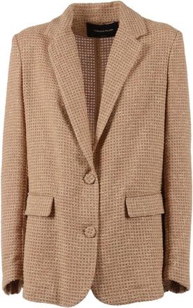 Fabiana Filippi Giacca Over Con Rever In Rete Paillettes - Dames - Blazers - Bruin - XS - Katoen - Jassen