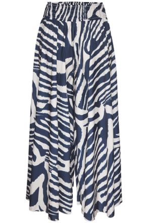 Lascana Hosenrock LASCANA, Damen, Gr. 34, blau (creme, blau bedruckt), Web, Obermaterial: 100% Polyester, bedruckt, figurumspielend kn&ouml;chelfrei, R&ouml;cke Hosenro