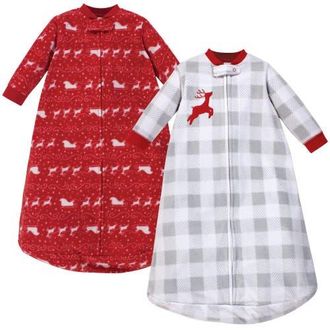 Hudson Baby Long Sleeve Fleece Sleeping Bag in Santas Sleigh at Nordstrom