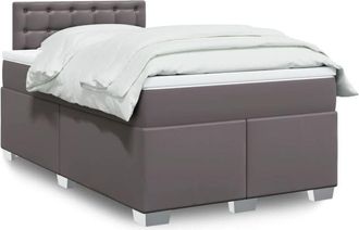 vidaXL Vidaxl - Cama Box Spring Con Colch&oacute;n Cuero Sint&eacute;tico Gris 120x190 Cm