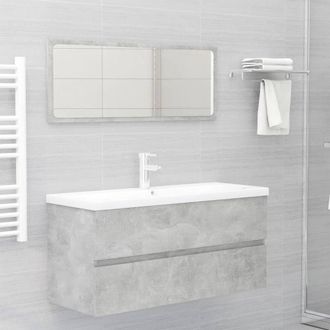 Berkfield Home Sink Cabinet with Built-in Basin Concrete Grey Engineered Wood