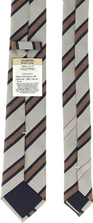 Valentino Garavani Regimental Striped Silk Necktie - Beige