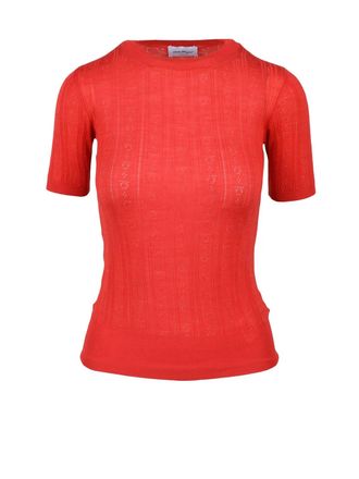 Ferragamo Red Wool Knit Top