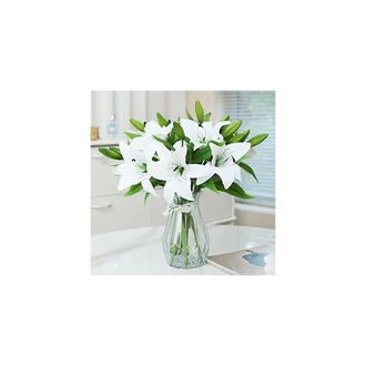 OEM Ocho Lirios Tigre Artificiales, Lirios Blancos Estilo Pascua, Adecuados Para Bodas, Decoraci&oacute;n Del Hogar, Fiestas Y Adornos De Cementerios Perfectos P