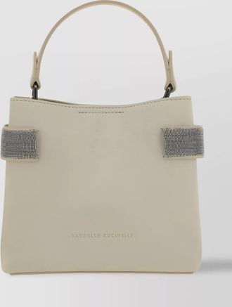 Brunello Cucinelli geometric design calfskin tote bag