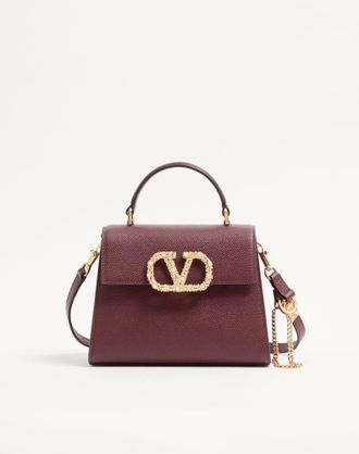 Valentino Garavani Borsa A Mano Piccola Valentino Garavani Vsling In Vitello Granato Con Logo Gioiello Donna ROSEWOOD UNI