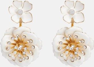 Carolina Herrera Crystal-embellished floral drop earrings