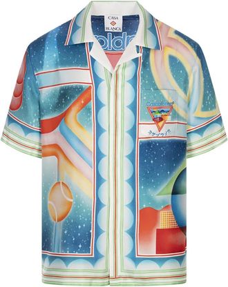 Casablanca Overhemden, Heren, Veelkleurig, XL, Galaxy Court Short Sleeve Silk Shirt