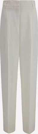 Max Mara Pantaloni Mstsumero in batavia di lino d&eacute;lav&eacute; Woman 42