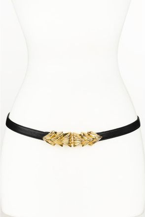 Raina Three Shells Buckle Leather Belt in Black at Nordstrom, Size Medium