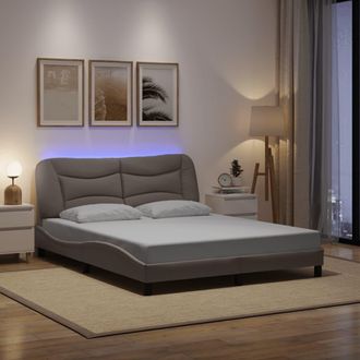 vidaXL Con Led Sin Colch&oacute;n Tela Gris Taupe 160x200 Cm Vidaxl