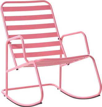 Beliani Silla Mecedora Moderna De Metal Para Jard&iacute;n Dise&ntilde;o De Listones Exterior Aluminio Rosa Turi