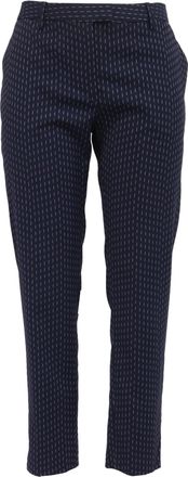 Altuzarra Patterned Cropped Trousers in Navy Blue Viscose