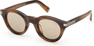 Ermenegildo Zegna 52E Zonnebril - Heren - Zonnebrillen - Bruin - ONE Size - Accessoires