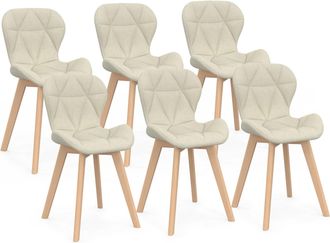 IDMarket Set Di 6 Sedie Da Pranzo Robine In Tessuto Beige