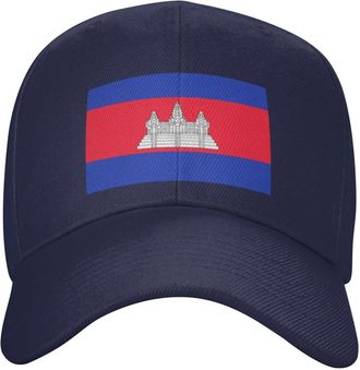 Generic Cambodia Hat Caps for Men Women Flag of Cambodia Baseball Cap Adjustable Trucker Dad Hats Navy Blue