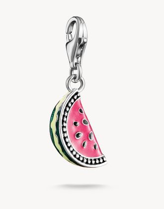Thomas Sabo Charm argentato a forma di fetta di anguria verde, rosa e nera-Argento