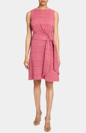 Santorelli Nadia Sleeveless A-Line Short Dress in Laser Cut Linen in Peony at Nordstrom, Size 4