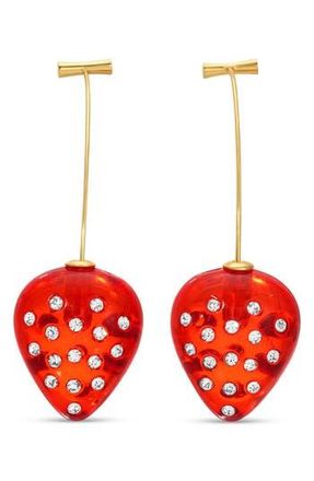 Eye Candy Los Angeles Melanie Crystal Strawberry Drop Earrings in Gold at Nordstrom Rack
