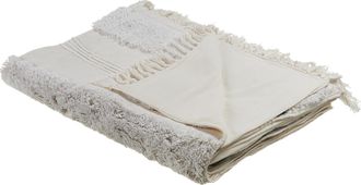 Beliani Beliani - Manta De Algod&oacute;n 130 X 180 Cm Patr&oacute;n Geom&eacute;trico Accesorio Beige Claro Raebareli