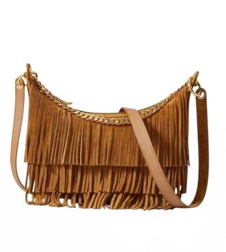 Veronica Beard Womens Small Fringe Fortune Bag In Acorn
