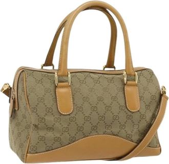 Gucci Pre-owned Handbags, female, Beige, Size: ONE SIZE Pre-owned Vintage GG Canvas Hand Bag