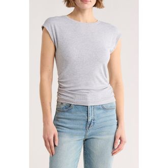 Abound Cap Sleeve Scrunch Rib Top in Grey Soft Heather at Nordstrom Rack, Size X-Large