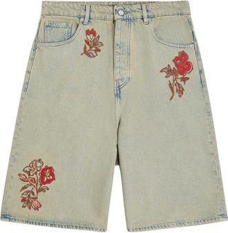 Dr&ocirc;le de Monsieur DR&Ocirc;LE DE Monsieur Dusty Brod&eacute; Fleurs Embroidered Denim Shorts - XL