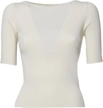 Max Mara T-shirt a coste - Bianco