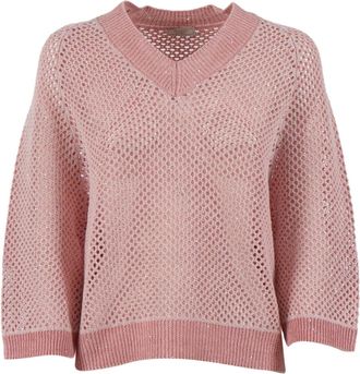 PESERICO Open Knit V Neck Sweater