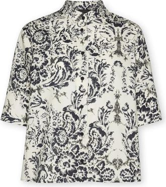 Elena Miro Printed Shirt - Dames - Overhemden - Zwart - M - Katoen - Overhemden