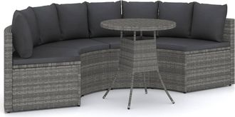 vidaXL Set De Sof&aacute;s De Jard&iacute;n 5 Piezas Y Cojines Rat&aacute;n Sint&eacute;tico Gris Vidaxl