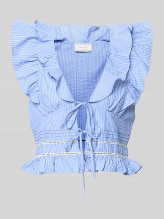 Neo Noir Neo Noir Regular Fit Bluse mit R&uuml;schenbesatz Modell Jolia in Hellblau, Gr&ouml;&szlig;e 34