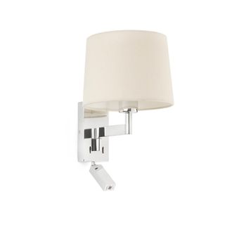 Faro Barcelona Artis Aplique De Pared Con Lector Cromo/beige 68493-02