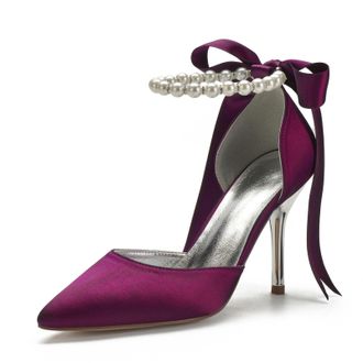 Miyoopark Wedding and Evening Shoes for Women Prom Pumps with Ribbon M532 Purple UK 4.5