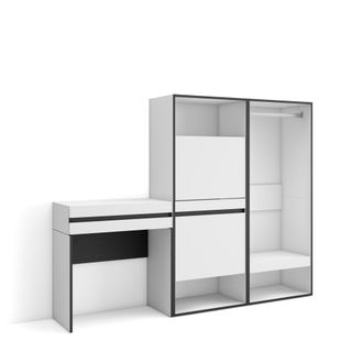 Skraut Home Consola Entrada, Mueble Con Caj&oacute;n, 190x145x35 Cm, Recibidor, Zapatero, Vestidor Abierto, Estilo Moderno, Blanco - Skraut Home